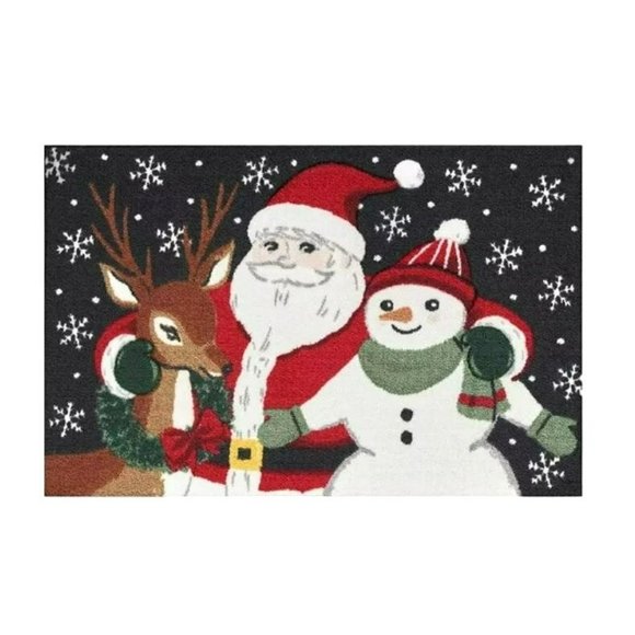 Santa Frosty Reindeer Area Rug Mat 20x30" St. Nicholas Christmas NWT JJ2097 - Picture 1 of 4